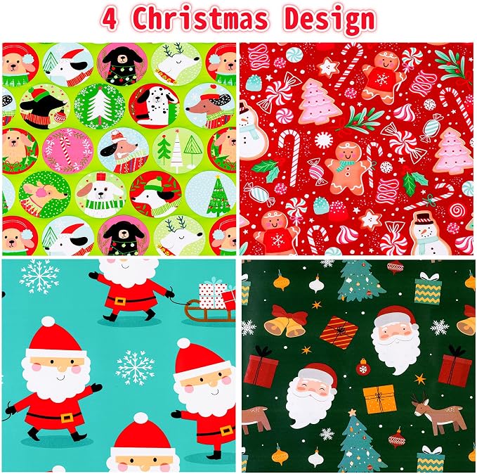 Cherubfunz Christmas Wrapping Paper Santa Claus Carrying Gifts, Candy Cane - Image 3