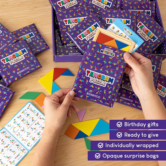 Tangram Puzzle Wooden Pack 30 Kids Party Favors - Image 3