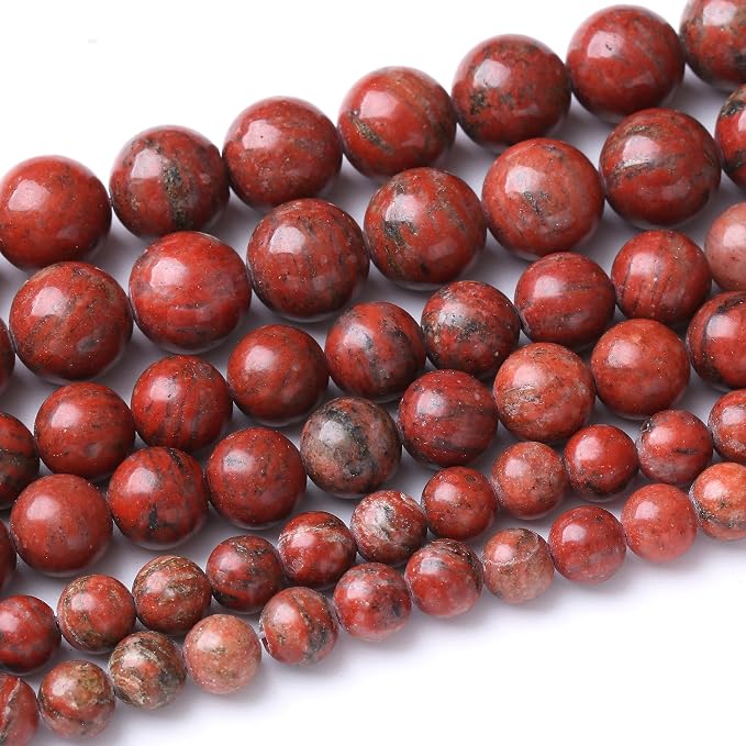 90PCS 4MM Red Seasame Jasper Natural Gemstone Round Stone Beads by JIANJING
