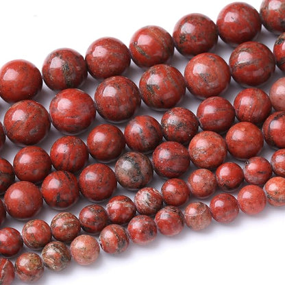 60PCS 6MM Natural Red Seasame Jasper Stone Beads Energy Healing Beads by JIANJING