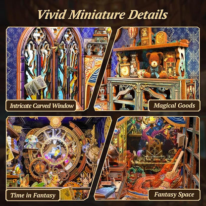 3D Wood Puzzle Book Nook Kit, Fantasy Store Bookshelf Insert - Image 3