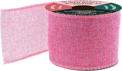 Mandala Crafts Pink Burlap Wired Ribbon 3 Inches Wide Jute Ribbons - Image 2