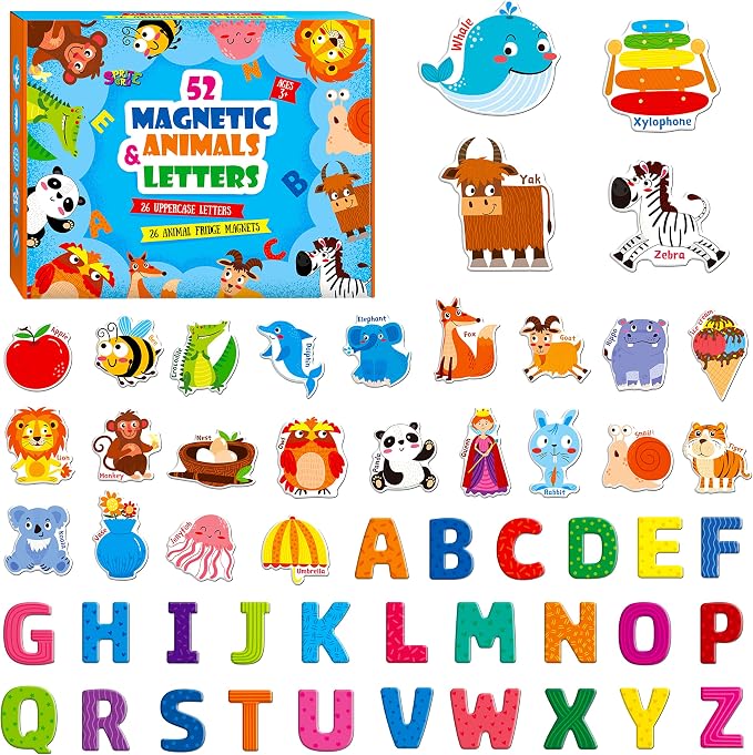 Large Magnetic Letters and Animals, Educational Learning Tool by SpriteGru