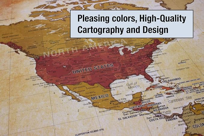 Laminated World Pioneer Map Poster | Vintage Style Map | Includes The Most - Image 3