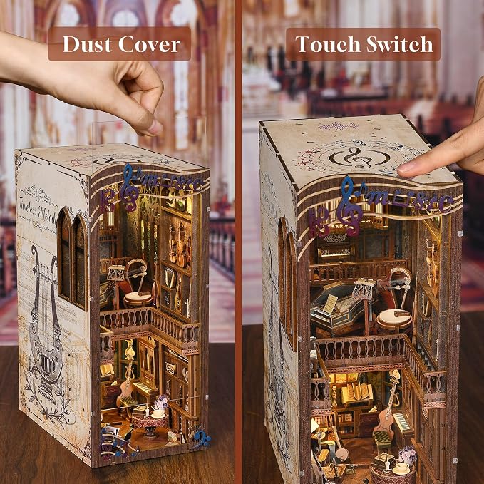 Book Nook Kit Music, DIY Miniature House Kit Book Nook, 3D Wooden Puzzle - Image 6