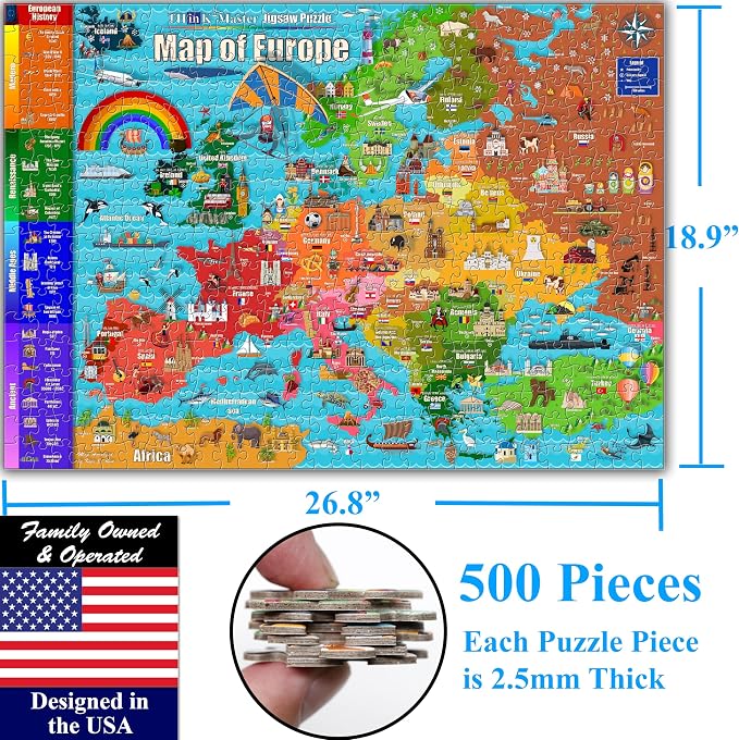 Think2Master Colorful Map of Europe 500 Pieces Jigsaw Puzzle - Image 6