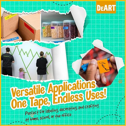 DEART Masking Tape 8 or 12 Pack 1 inch Colored Painters Tape - Image 3