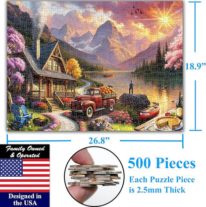 Think2Master Lakeside Mountain Retreat 500 Pieces Large Format Jigsaw Puzzle: - Image 6