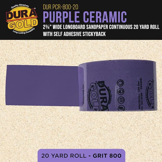 Dura-Gold Premium 800 Grit PSA Purple Film Ceramic Longboard Sandpaper - Image 2