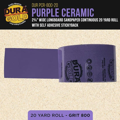 Dura-Gold Premium 800 Grit PSA Purple Film Ceramic Longboard Sandpaper - Image 2