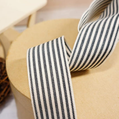 CT CRAFT LLC Ivory Cotton Black Stripes Ribbon 1.5" x 10 Yards - Image 4