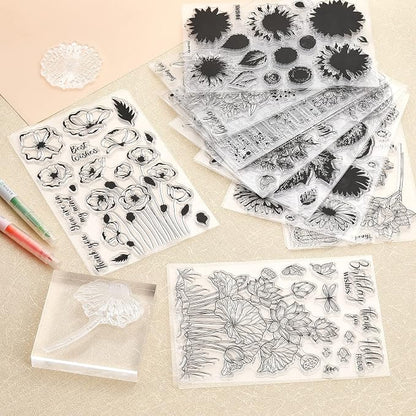 ORIGACH 9 Sheets Plants and Flowers Clear Stamps Silicone Transparent Stamps - Image 3