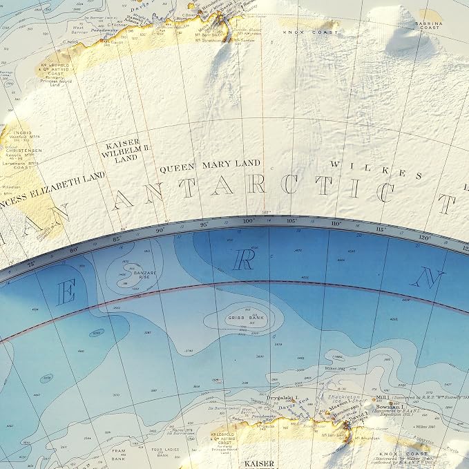 Muir Way Shaded Relief Elevation Map of Antarctica - Image 4