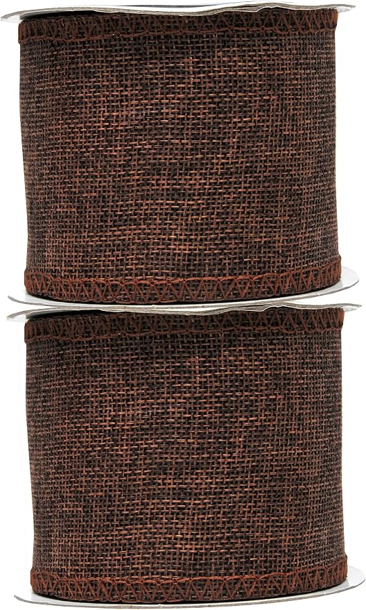 Mandala Crafts Brown Burlap Ribbon 3 Inches Wide Jute Ribbons - Image 2