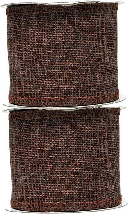 Mandala Crafts Brown Burlap Ribbon 3 Inches Wide Jute Ribbons - Image 2