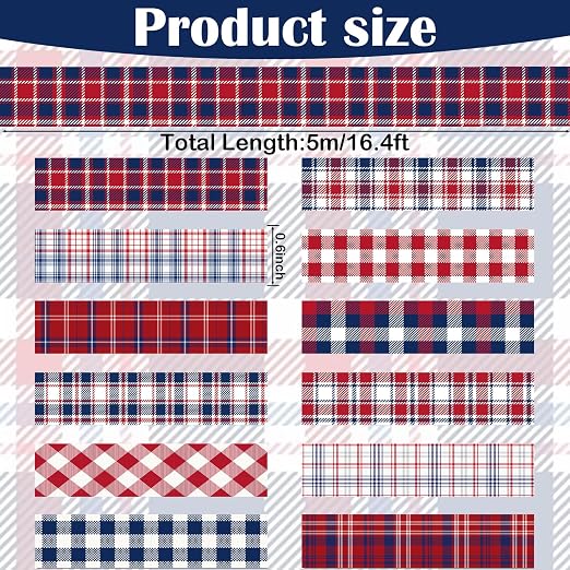 12 Rolls Basic Grid Washi Tape Set - Image 2