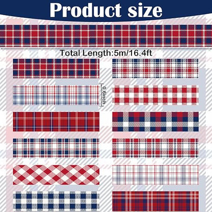 12 Rolls Basic Grid Washi Tape Set - Image 2