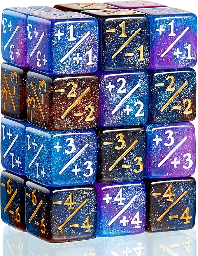 Sumind 24 Pcs Magic Life Counter Dice -1/+1 Counters Commander Buff Tokens 6 by Sumind