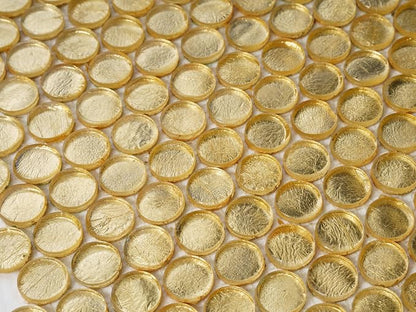 1.03 sq ft/Piece Pack of 1, Glossy Gold Glass Penny Round Mosaic Tiles – 12.2" - Image 8