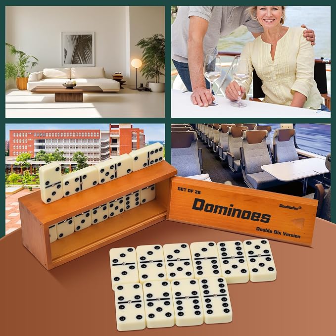 Dominos Set for Adults, Jumbo Size Double 6 Dominoes Set, Classic Board Game - Image 5