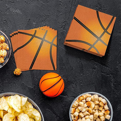 Aodaer 48 Pieces Basketball Napkins 13 x 13 Inches Basketball Paper Napkins - Image 5