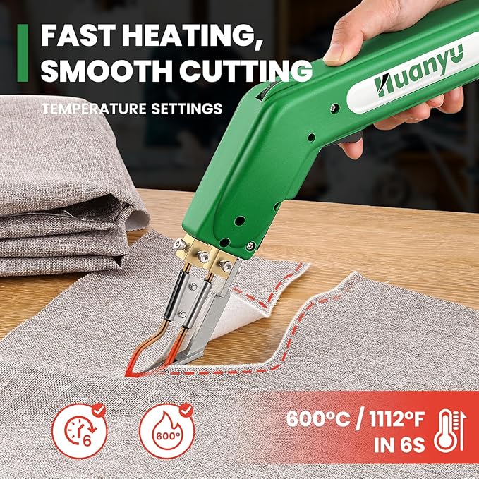 Huanyu Electric Hot Knife Rope Cutter Fabric Cutting Tool Kit 4 Blades Pro - Image 2