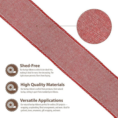 Mandala Crafts Red Burlap Ribbon 3 Inches Wide Jute Ribbons - Image 3