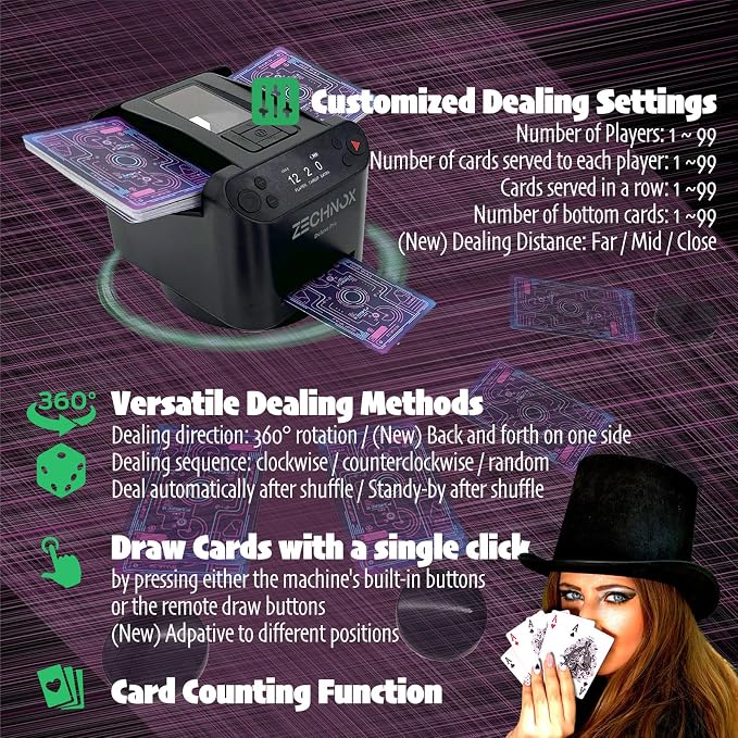 2025 New Smart 2-in-1 Automatic Card Shuffler and Dealer, Programmable Card - Image 8
