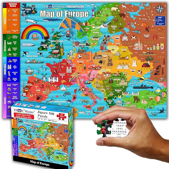 Think2Master Colorful Map of Europe 500 Pieces Jigsaw Puzzle - Image 7