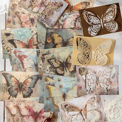 Vintage Butterfly-Themed Scrapbook Paper Set, Scrapbooking, DIY Crafts - Image 9