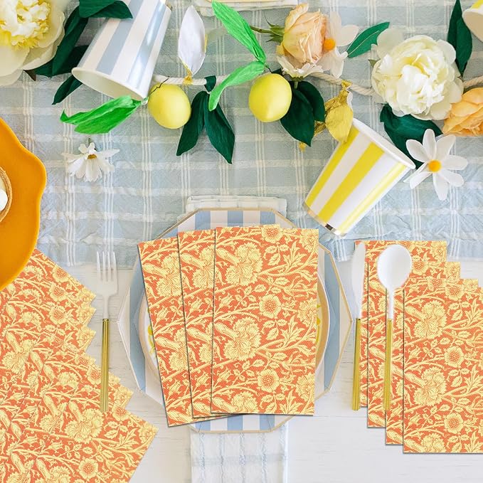Vintage Floral Paper Napkins, Theme Party, 4.5x8 Inch - Image 5