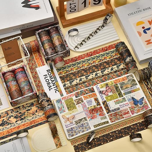 12 Rolls Kyoto Charm Washi Tape Set Japanese Arts Adhesive Tapes Geometric - Image 5