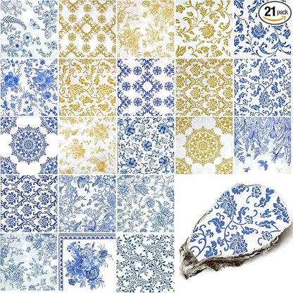 21 Pack Assorted Floral Napkins Decoupage Decorative, Decoupage Napkins by lsyahcyy