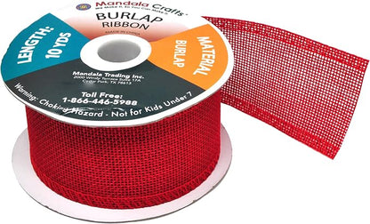 Mandala Crafts Red Burlap Ribbon 2 Inches Wide Jute Ribbons - Image 4