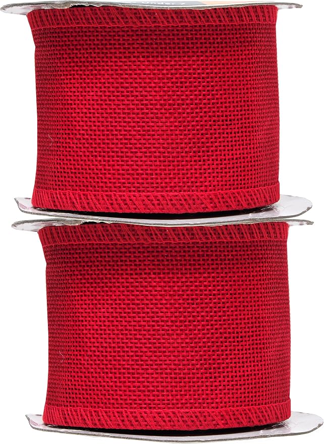Mandala Crafts Red Burlap Ribbon 2.5 Inches Wide Jute Ribbons - Image 2