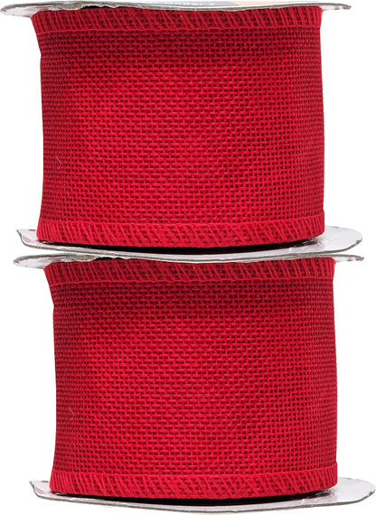 Mandala Crafts Red Burlap Ribbon 2.5 Inches Wide Jute Ribbons - Image 2