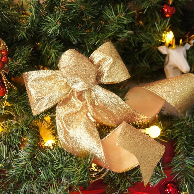 CT CRAFT LLC Glitter Wired Ribbon 2.5" x 10 Yards Yellow Gold - Image 6