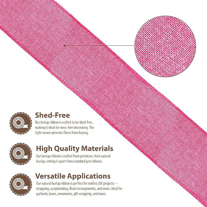 Mandala Crafts Hot Pink Burlap Ribbon 2 Inches Wide Jute Ribbons - Image 3