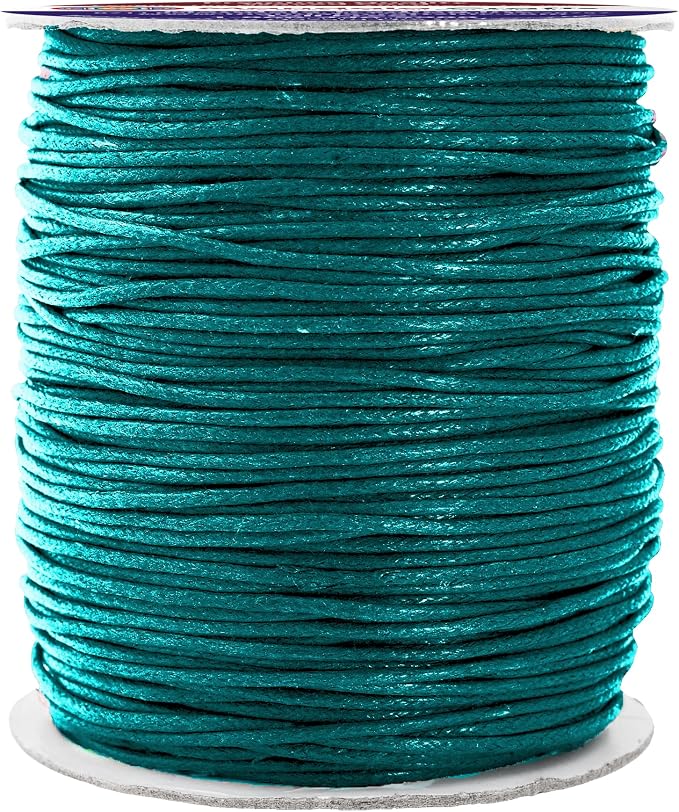 Mandala Crafts 1.5mm 109 Yards Teal Cotton Waxed Cord by MandalaCrafts