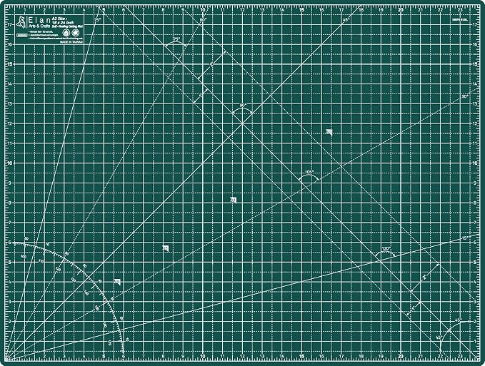 Elan Cutting Mat A2 Green, Self Healing Cutting Mat 18x24 Inch, 5-Ply Craft by Elan