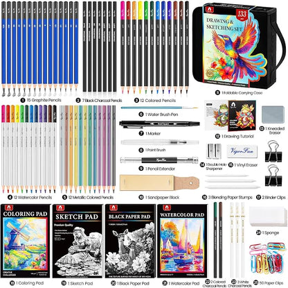 133 PCS Art Supplies Sketching Kit, Pro Drawing Pencils - Image 2