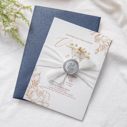 PONATIA Silver Wax Seal Stickers -50pcs Eucalyptus Self- Adhesive Wedding Seal - Image 4