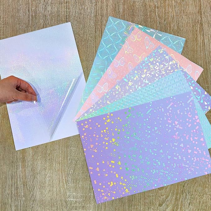 36 Sheets Holographic Sticker Paper Clear A4 Vinyl Sticker Paper Self Adhesive - Image 7