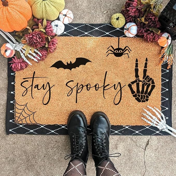 Halloween Stencils for Door Mats Welcome Skeleton Doormat Stencils Boo Spooky - Image 3
