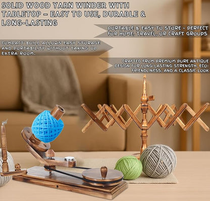 Handmade Wooden Yarn Ball Winder & Table Top Swift - Image 3