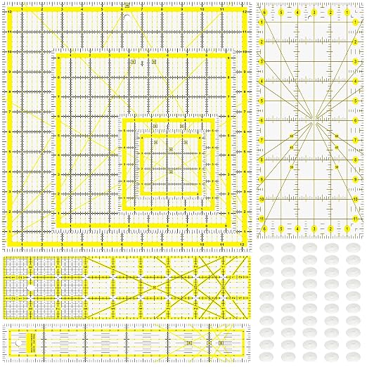 Quilting Rulers, 7 Piece Acrylic Ruler, Sewing & Quilting Templates by BSGOGO