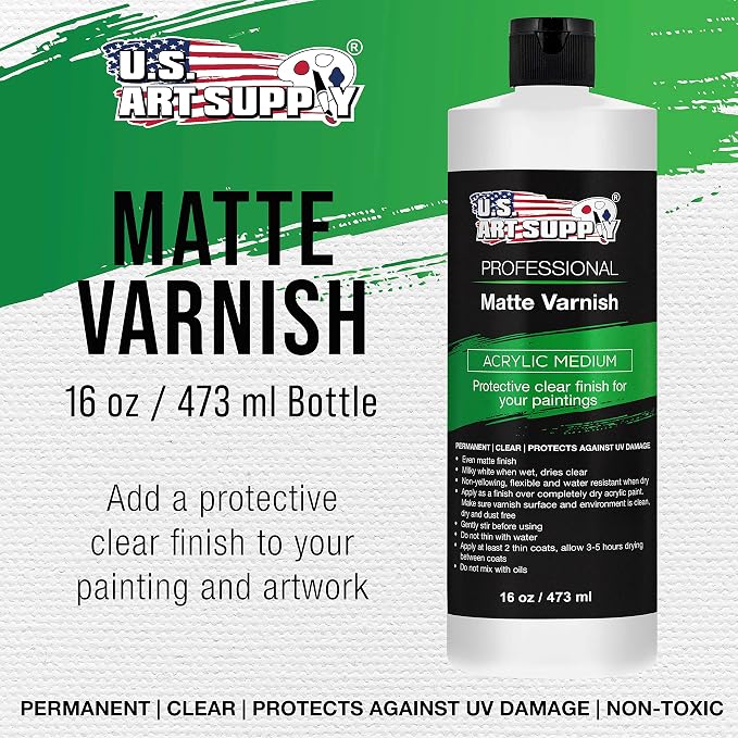 U.S. Art Supply 16 oz Matte Acrylic Varnish - Image 2