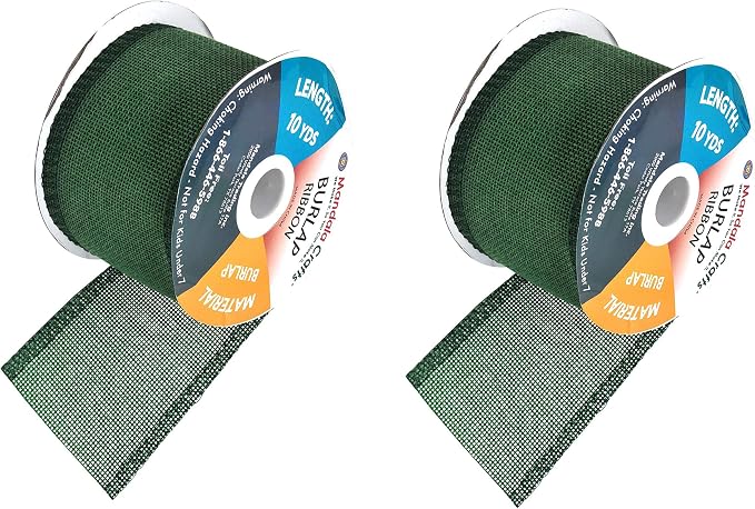 Mandala Crafts Green Burlap Ribbon 2.5 Inches Wide Jute Ribbons - Image 2