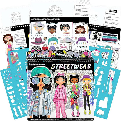 Fashion Angels Streetwear Design Portfolio, Includes 30 Sketch Sheets, Stencil by FashionAngels