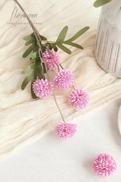 Floroom 5pcs Fuchsia Pink Faux Silk Mums Artificial Flowers, Bulk Fake Small - Image 3